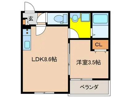 生野区巽南1丁目AP(1LDK/2階)の間取り写真