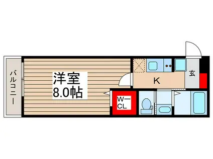 プランドール(1K/1階)の間取り写真
