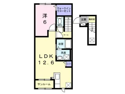 ヴァーチュ葵(1LDK/2階)の間取り写真