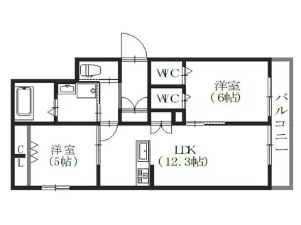 ALBERO8(2LDK/1階)の間取り写真