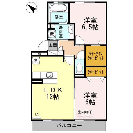 ベルヴィル カメリア A棟(2LDK/3階)の間取り写真