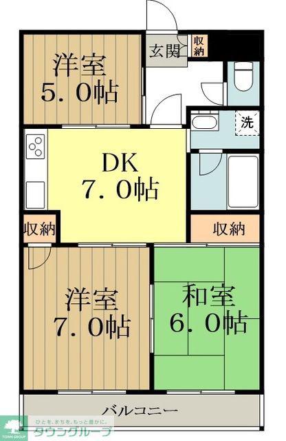 レグルスマンション(3DK/1階)の間取り写真