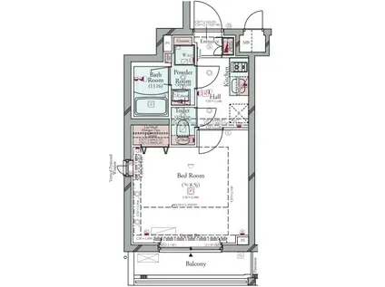 コンシェリア馬込 THE RESIDENCE(1K/1階)の間取り写真