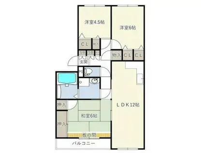 イノベ松戸六高台(3LDK/1階)の間取り写真