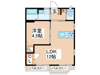コンシェール飯田B(1LDK/2階)の間取り写真