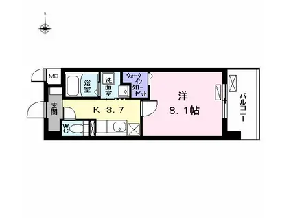 ノイグランツD(1K/3階)の間取り写真