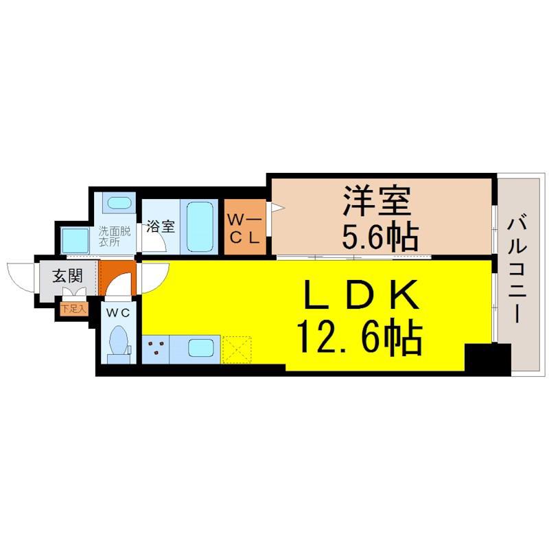SOU大須(1LDK/13階)の間取り写真