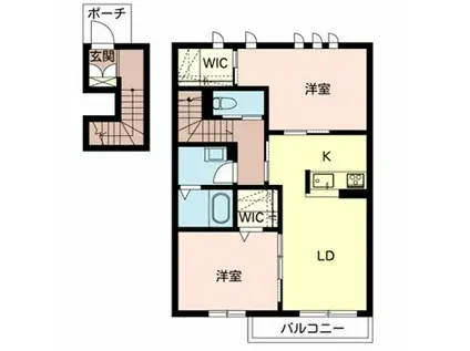 シャーメゾン浜田町(2LDK/2階)の間取り写真