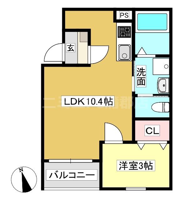 WARREN MATSUBARAI(1LDK/1階)の間取り写真