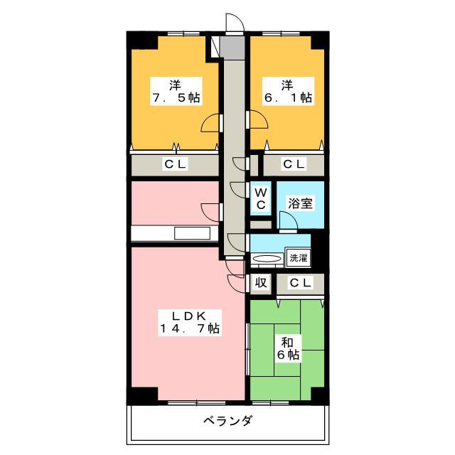 メリディアンガーデン雪月花(3LDK/2階)の間取り写真