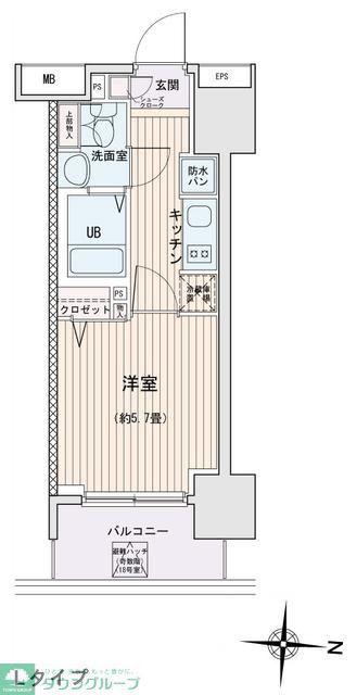 エスティメゾン錦糸町II(1K/5階)の間取り写真
