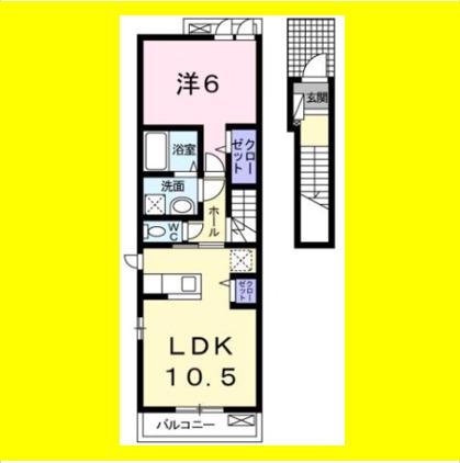 ＪＲ東海道本線 東静岡駅 バス乗車時間：6分 最寄りバス停で下車 徒歩5分 2階建 築14年(1LDK/2階)の間取り写真