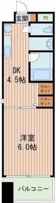 クレアみてじま(1DK/6階)の間取り写真