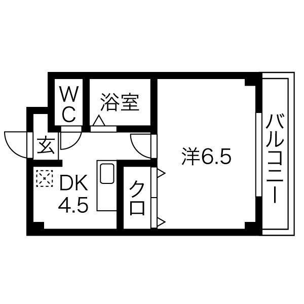 アメニティハイツ中砂(1DK/2階)の間取り写真