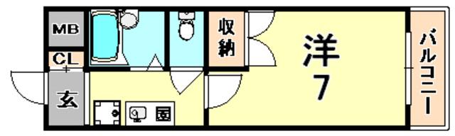 ソレイユ西宮(1K/3階)の間取り写真
