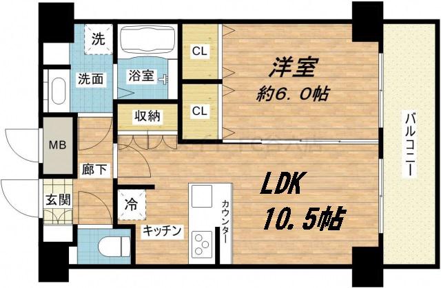 プレサンス大阪城公園パークプレイス(1LDK/9階)の間取り写真