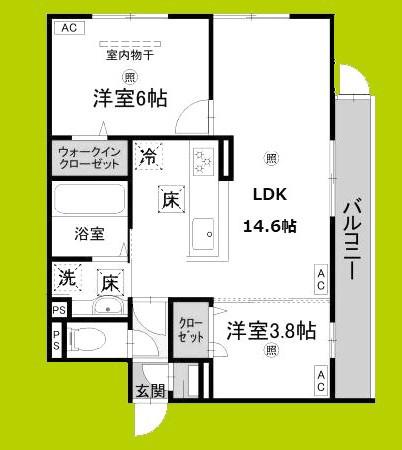 グランヴェールVII(2LDK/1階)の間取り写真