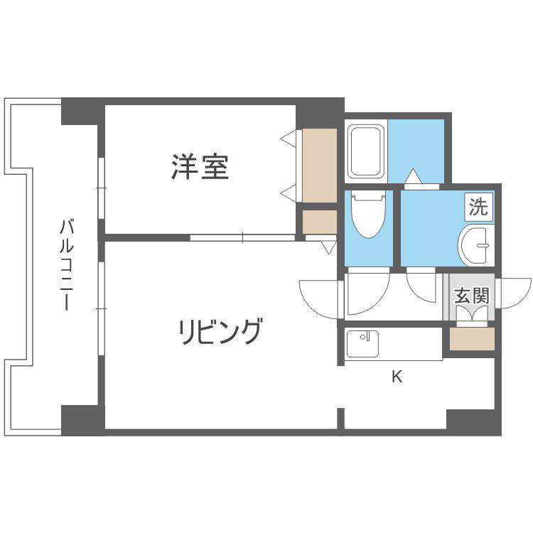 UURコート札幌北三条(1LDK/5階)の間取り写真