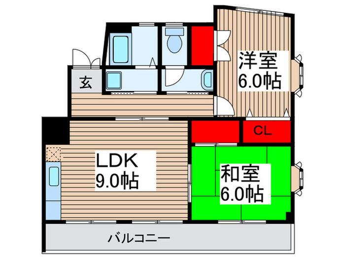 レジデンス秋元(2LDK/3階)の間取り写真