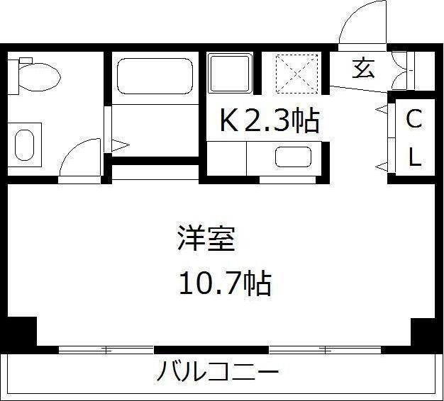 カルム福岡東(ワンルーム/3階)の間取り写真