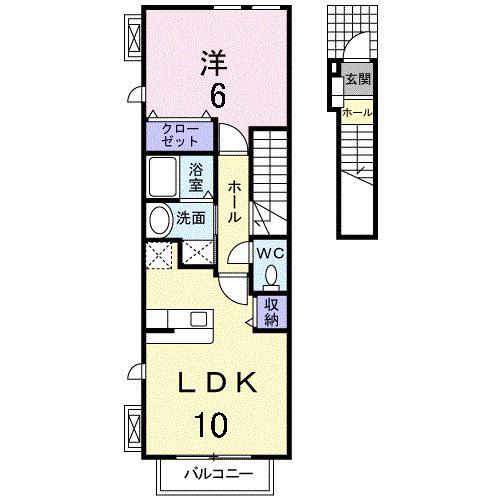 アビタシオンB(1LDK/2階)の間取り写真