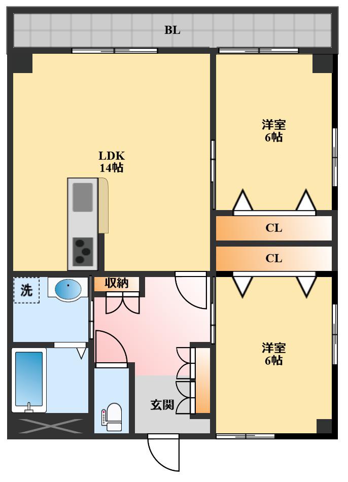 AOKI.BLD(2LDK/4階)の間取り写真