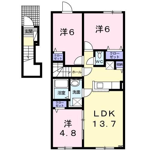 滝川グランドヒルズ(3LDK/2階)の間取り写真