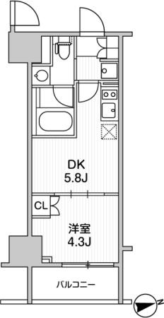 ザ・ライオンズフォーシア町屋(1DK/4階)の間取り写真