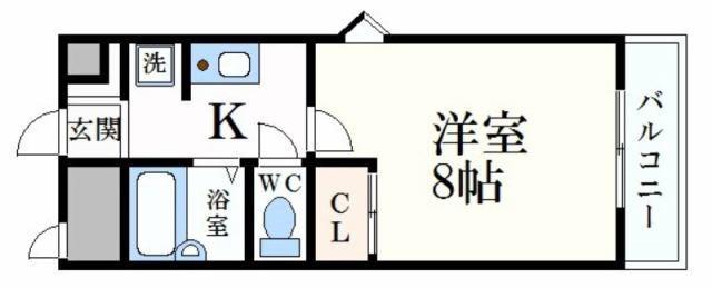 メゾンデール本町(1K/4階)の間取り写真