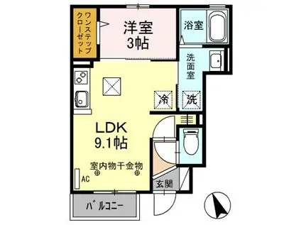 ラベージ(1LDK/1階)の間取り写真