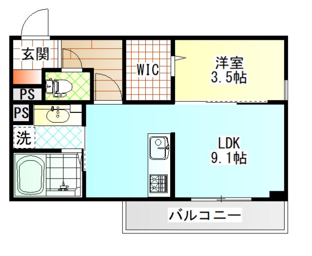 SING WITH ME(1LDK/3階)の間取り写真