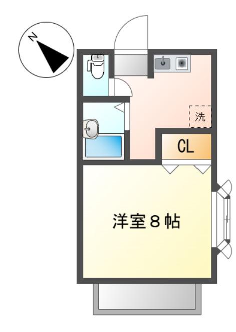 リバーサイド名塚(1K/2階)の間取り写真