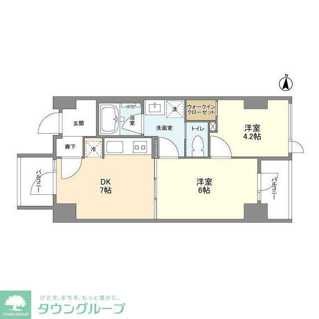 ドゥーエ錦糸町(2DK/2階)の間取り写真