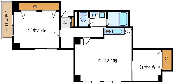 町屋レジデンス(2LDK/7階)の間取り写真