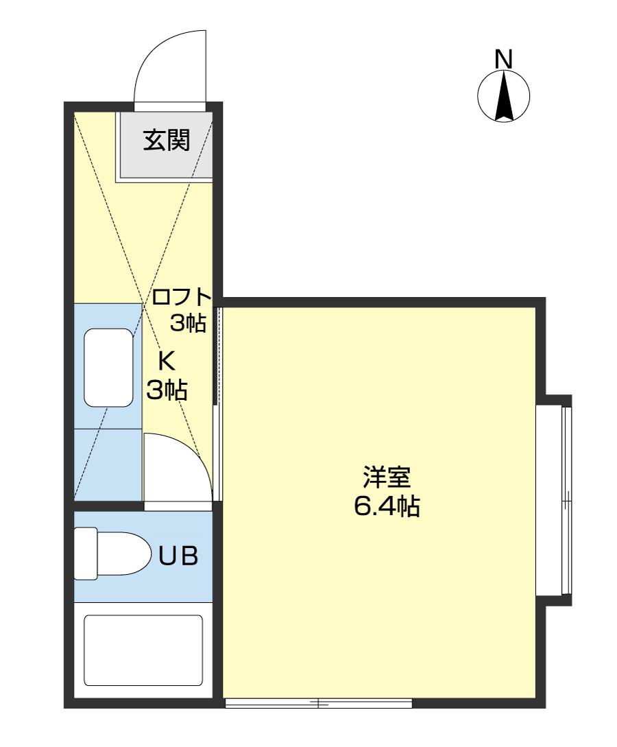 ルテター壱番館(1K/2階)の間取り写真