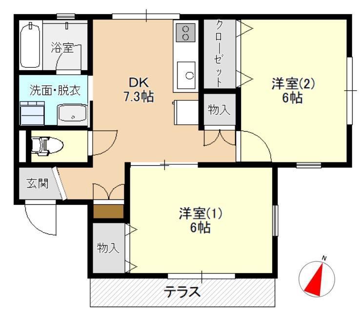 サンヒル12(2DK/1階)の間取り写真
