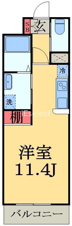 ベルデュール神代千葉(ワンルーム/3階)の間取り写真