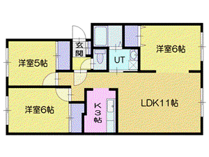 カネタハウスD(3LDK/3階)の間取り写真