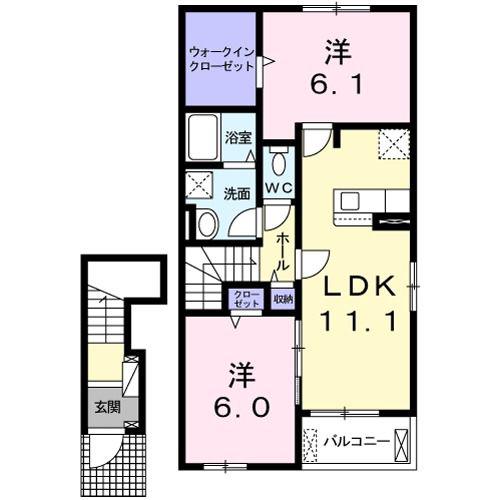PONO II(2LDK/2階)の間取り写真