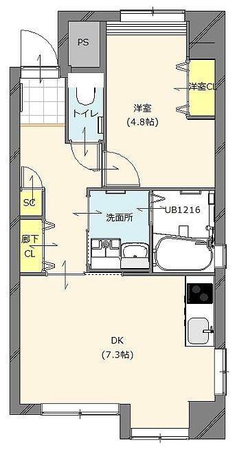 エンクレストけやき通(1LDK/4階)の間取り写真