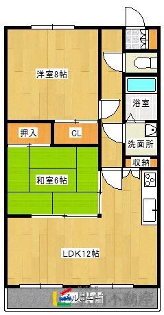 レジデンスコスモス(2LDK/1階)の間取り写真