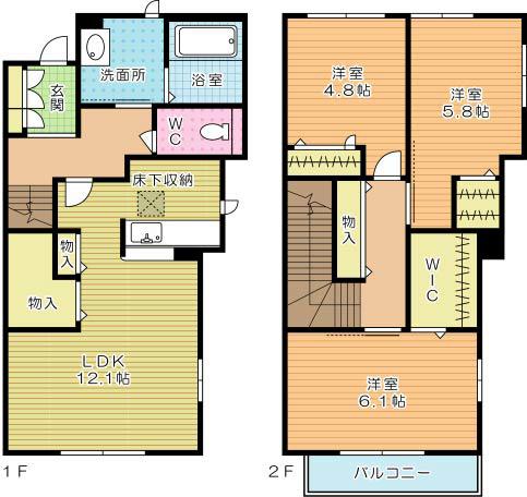 REFIANT到津(3LDK/2階)の間取り写真