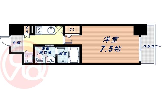 エスライズ京町堀(1K/9階)の間取り写真