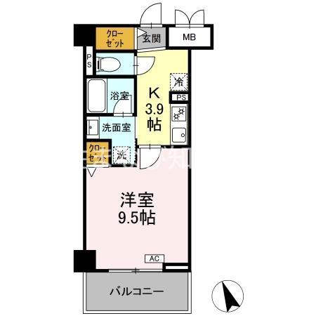 ヴィラ トルチュ東刈谷(1K/2階)の間取り写真