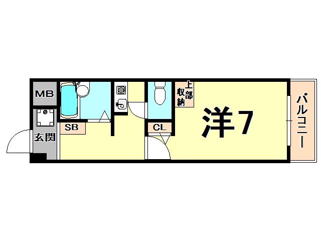 ガーデンプレイス夙川(1K/2階)の間取り写真