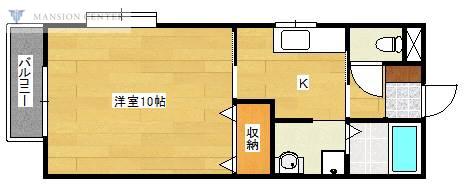 フェリス牡丹山(1K/2階)の間取り写真