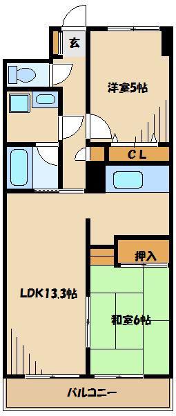 クラージュ(2LDK/2階)の間取り写真