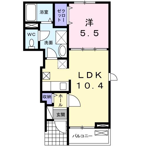 エーデルワイス(1LDK/1階)の間取り写真