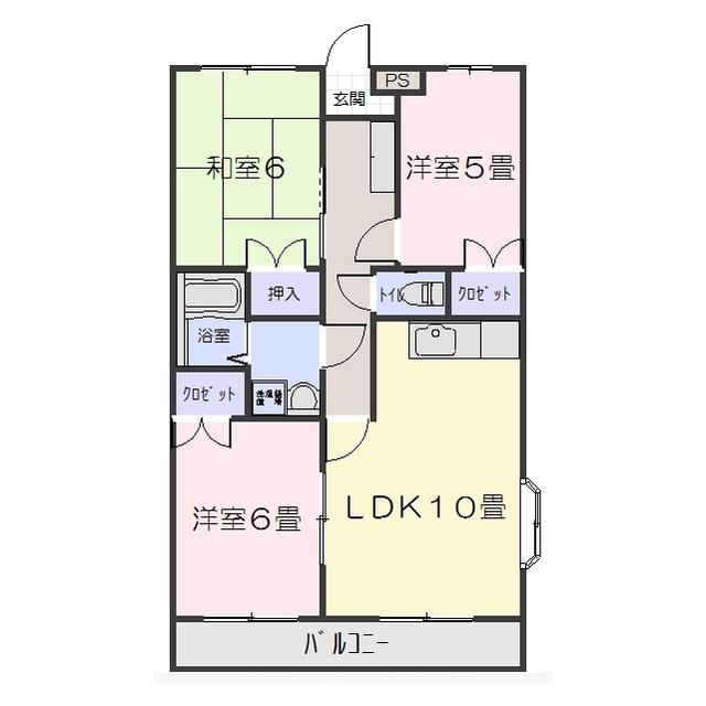 スペーシア春日居(3LDK/2階)の間取り写真