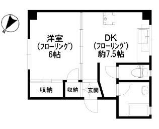 セブンハイツ(1DK/1階)の間取り写真